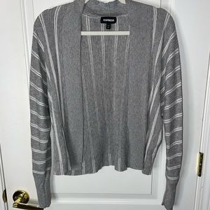 Express Gray and White Striped Cardigan